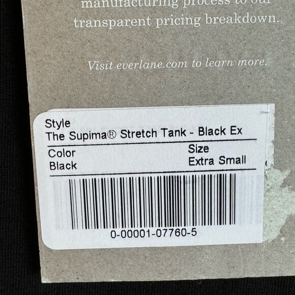 Everlane The Supima Form Stretch Tank Size Extra Small Black High Neck NWT - Picture 6 of 11
